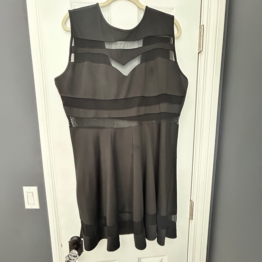 Black cut out mesh skater dress